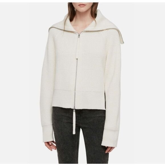 All Saints Sweaters - ALLSAINTS Women Jones Ribbed Zip Cardigan Sweater size Medium